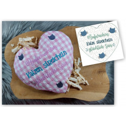 Stickdatei ITH - Herz "Aufwachen - Katze/Katzen/Kater streicheln - Glücklich sein"